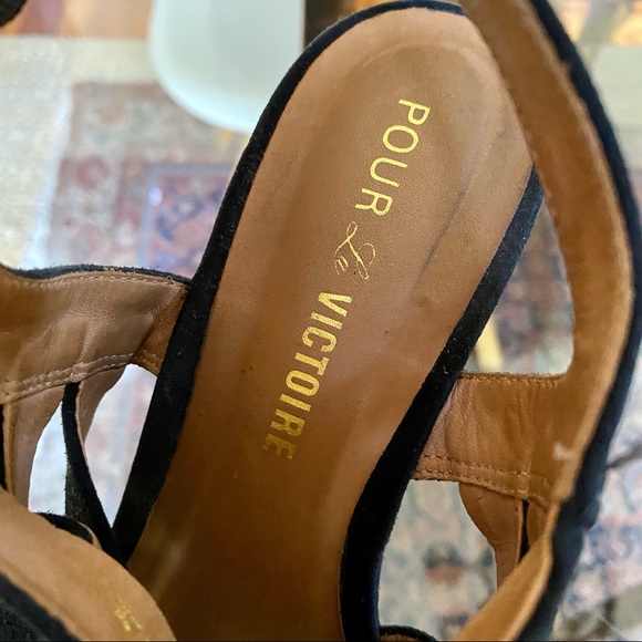 Black Suede Braided Platform Heels 8.5 - Picture 5 of 6